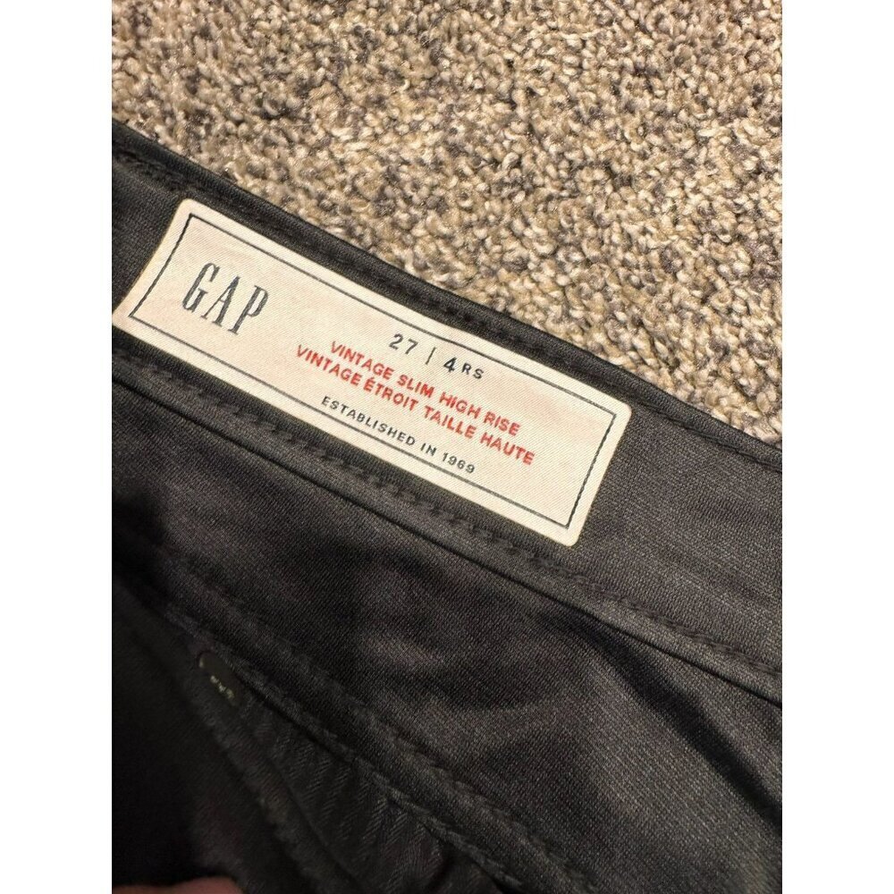 NWT GAP Vintage Slim High Rise Shiny Black Pants Size 27 - Picture 5 of 7